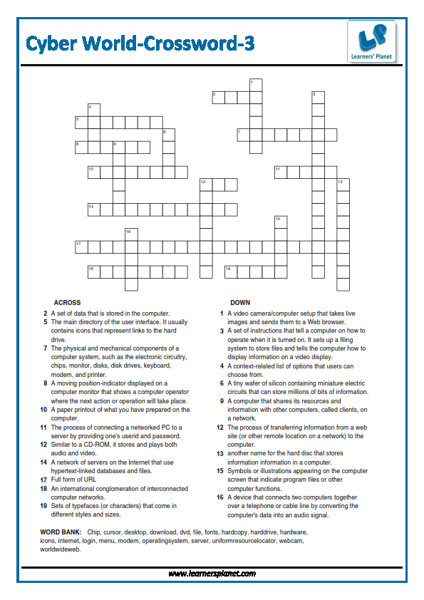 play free crossword puzzles on Cyberworld- download pdf
